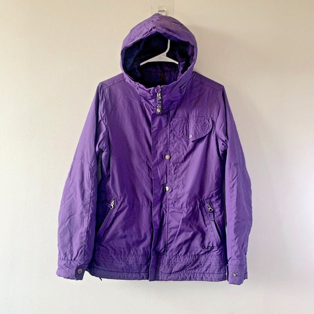 Burton Dryride Ski Snowboard Jacket Coat w/hood Women's Sz M Purple Cool Flavors